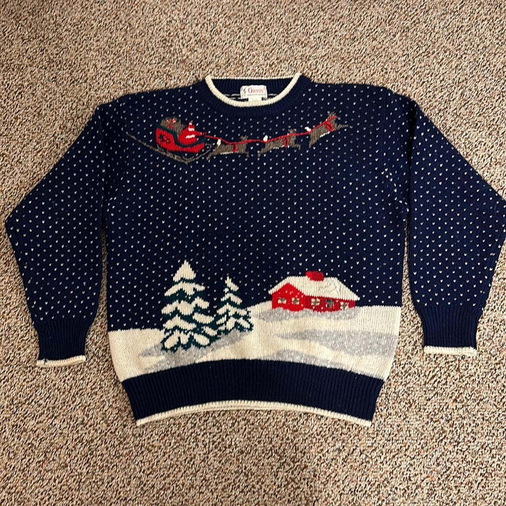 Orvis 100% wool Christmas sweater